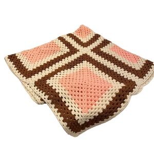 Handmade Granny Squares Crochet Couch Sofa Throw Lap Afghan Blanket Vintage